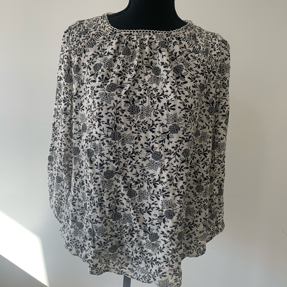 Loft top with smocking at shoulders. Size M